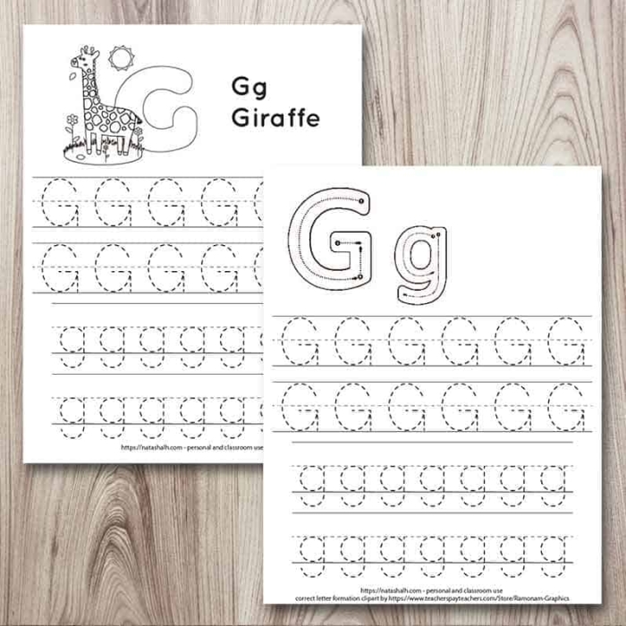 Tracing the letter G worksheet designed for fine motor practice in preschoolers Pre-K worksheet for tracing lines and the letter G to develop handwriting skills