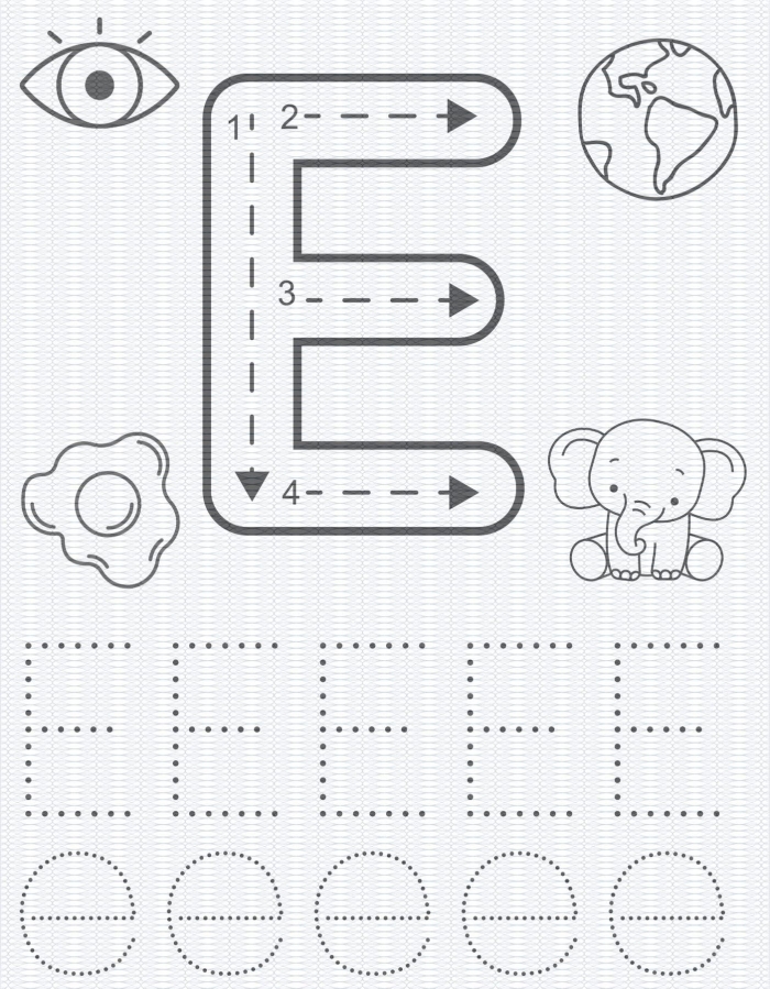 Handwriting worksheet helping young learners trace letters e and s, image 22 Tracing lowercase letters e and s worksheet for Pre-K handwriting practice