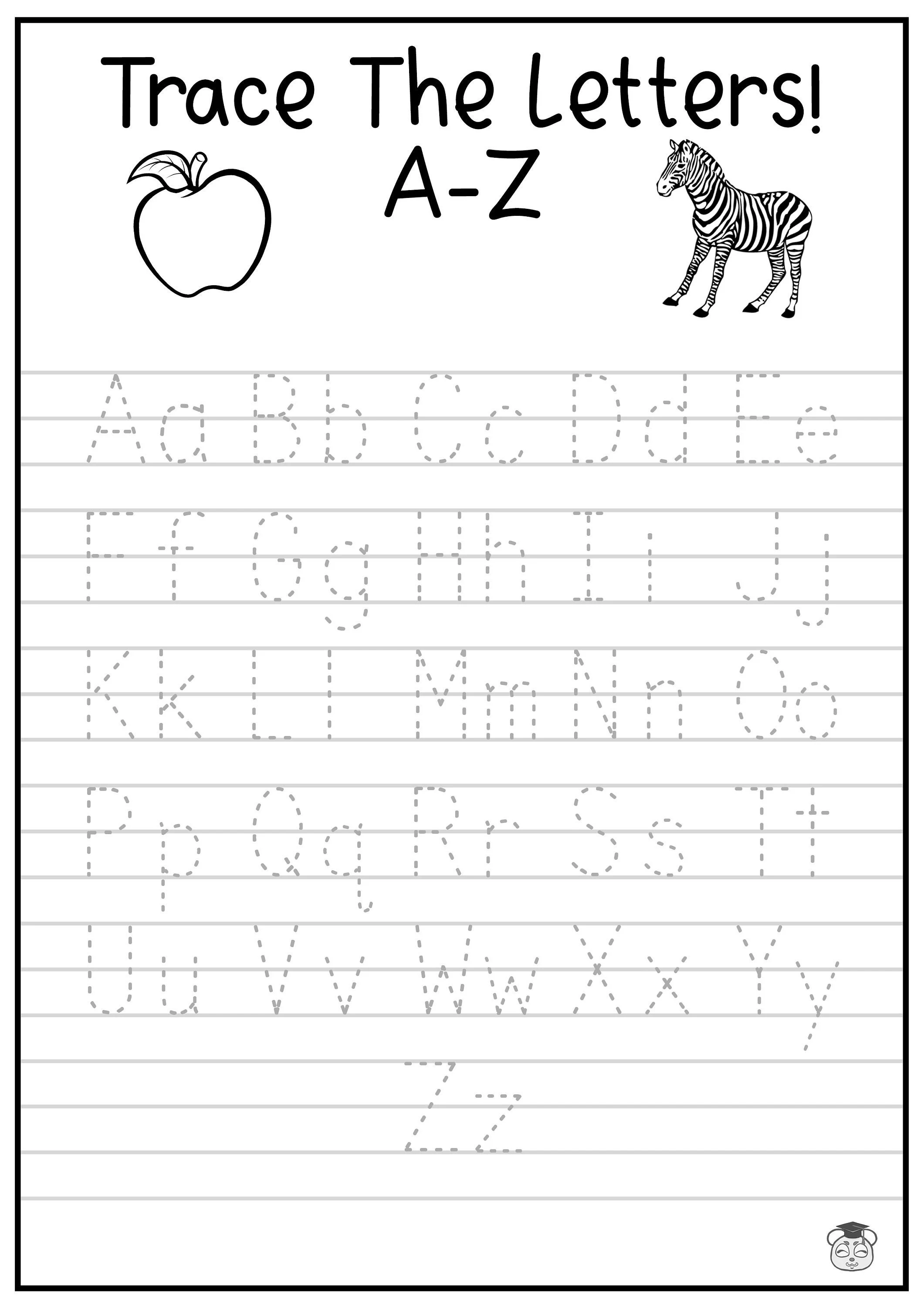 Handwriting worksheet for tracing letters x, y, and z for young learners Tracing lowercase letters x, y, and z on a Pre-K handwriting practice sheet
