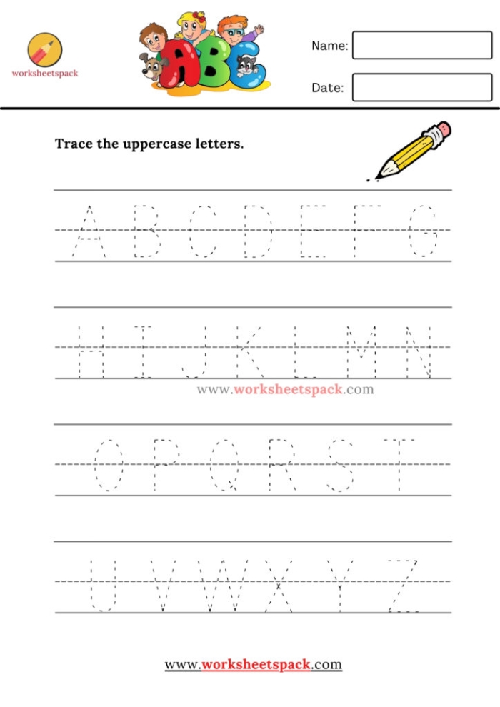 Pre-K geometry tracing letters x, y, and z worksheet number 18 Tracing worksheet for lowercase letters x, y, and z designed for Pre-K handwriting practice