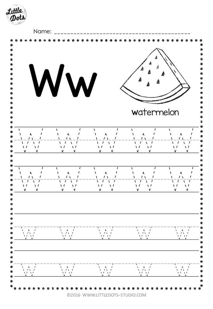 Tracing the letter W worksheet designed for early learners to build writing skills Pre-K children practicing tracing lines and the letter W on a handwriting worksheet