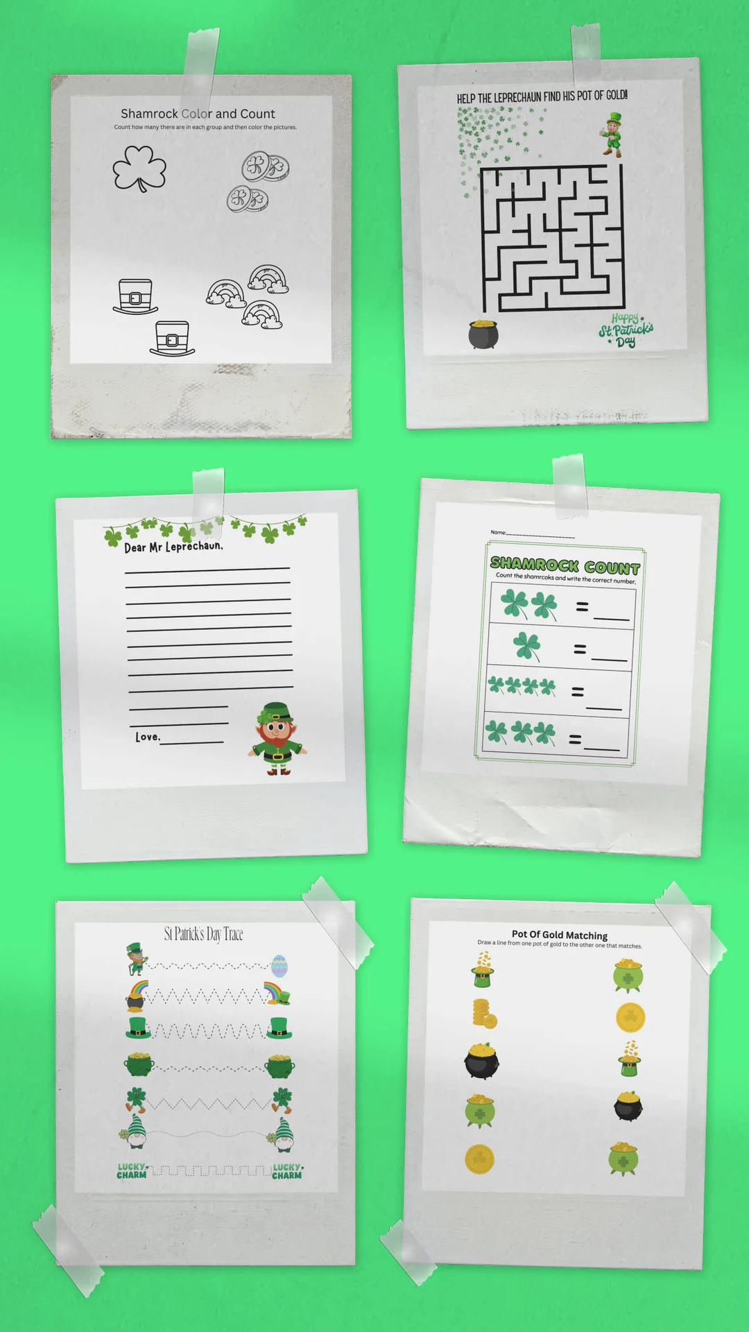 Pre-K St. Patrick's Day paper doll girl with colorful clothes for learning holidays