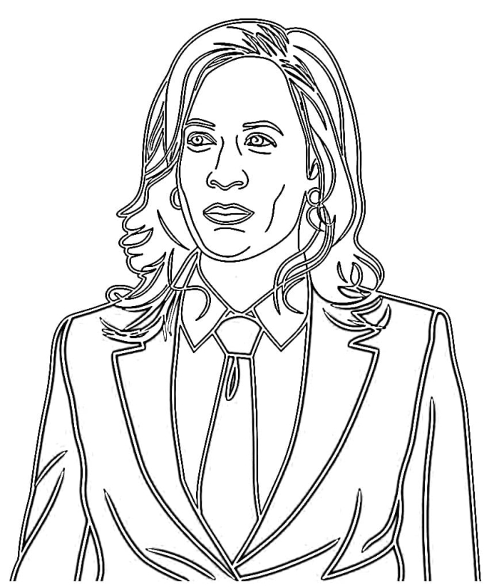 Kamala D. Harris coloring worksheet for Pre-K measurement activities