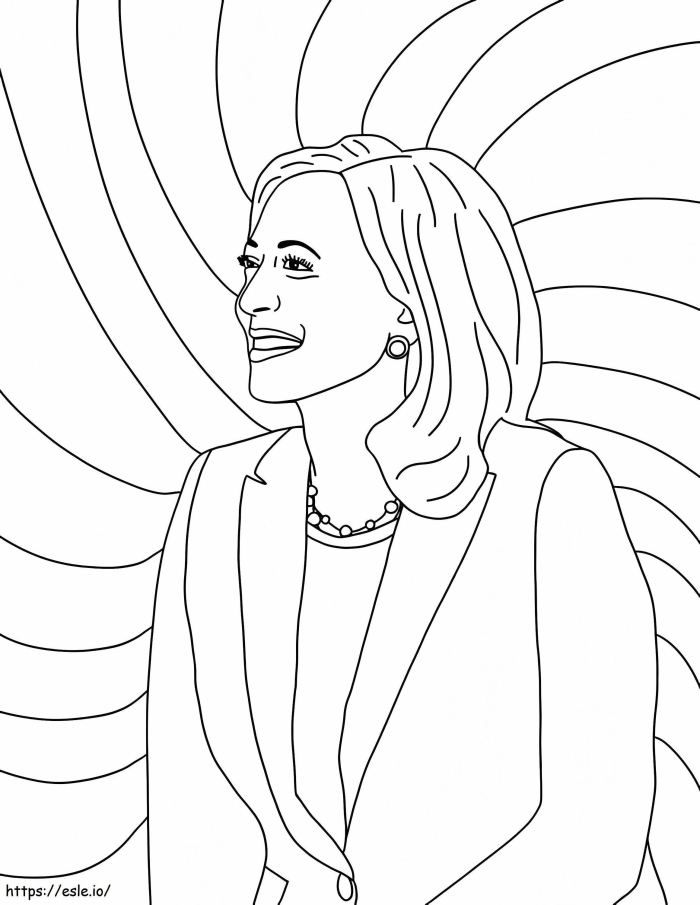 Kamala D. Harris coloring worksheet for Pre-K measurement activities with a friendly portrait