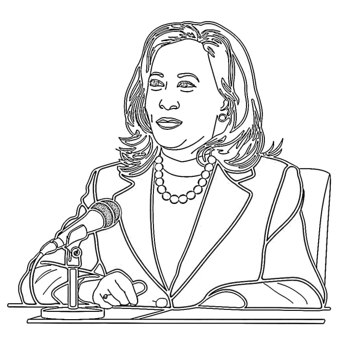 Kamala D. Harris coloring worksheet for Pre-K measurement activities