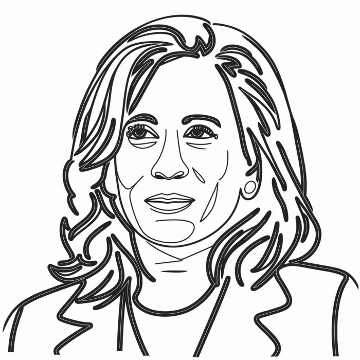 Kamala D. Harris Coloring Page worksheet for Pre-K students in measurement category