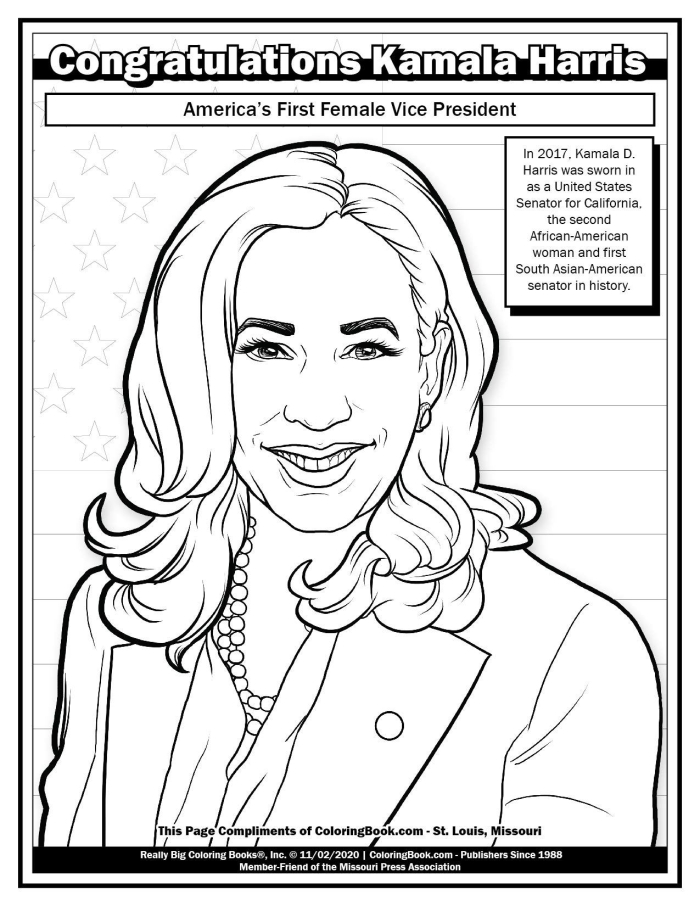 Kamala D. Harris coloring worksheet for Pre-K measurement activities
