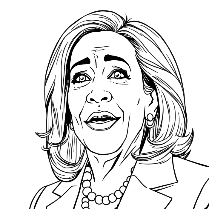 Kamala D. Harris coloring worksheet for Pre-K students learning about measurement