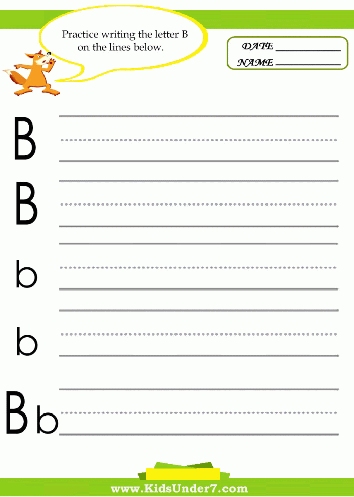Practice the letter b with this engaging tracing and writing worksheet for young learners Pre-K worksheet for tracing and writing the lowercase letter b with fun activities