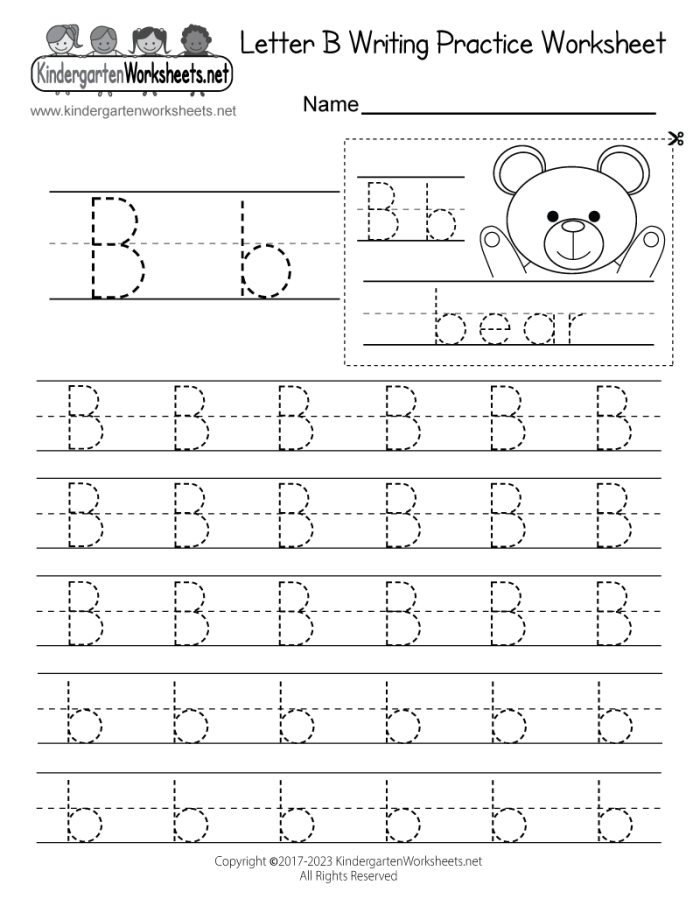 Fun and Easy Printable Writing the Letter B Worksheets for Pre-K