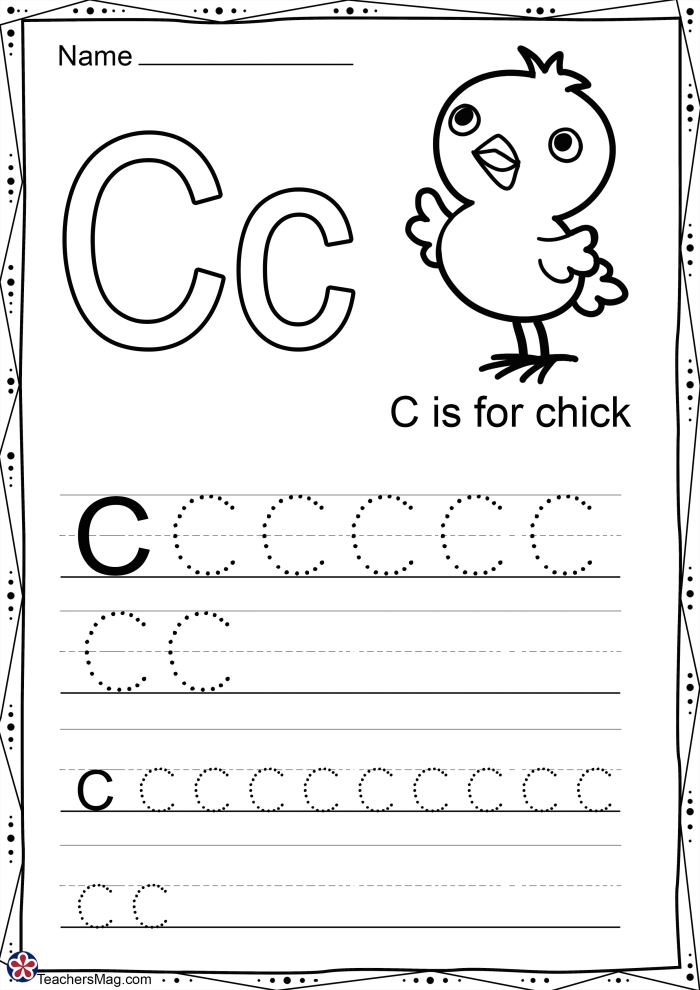 Alphabet Practice C worksheet for young learners focusing on writing and shapes Pre-K geometry worksheet for letter C tracing and drawing activities