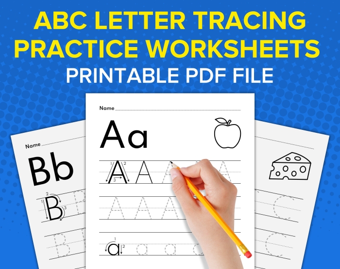 Handwriting practice page focusing on ABC letters for Pre-K learners, image 12 Preschool handwriting worksheet to complete missing A, B, and C letters for early literacy