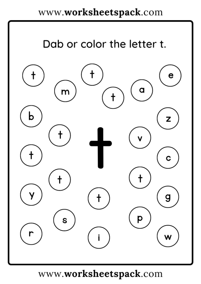 Lowercase t recognition activity with a turtle theme for early learners, image 10 Pre-K worksheet featuring a turtle searching for lowercase letter t's to build writing skills