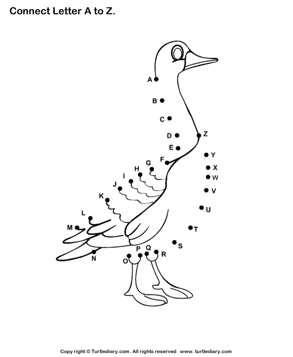 Phonics activity page showing a whale emerging from connecting lettered dots, image 3 Connect the dots with letters worksheet featuring a whale for Pre-K phonics practice
