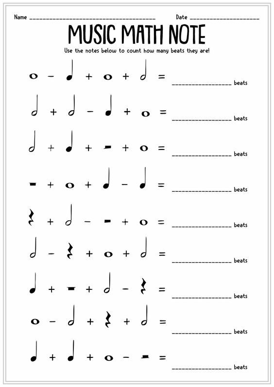 Pre-K math worksheet featuring music note patterns for young learners