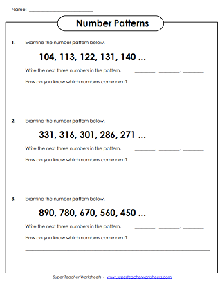 Number pattern exercise for young learners on worksheet 10 Pre-K math worksheet showing number patterns for kids to complete