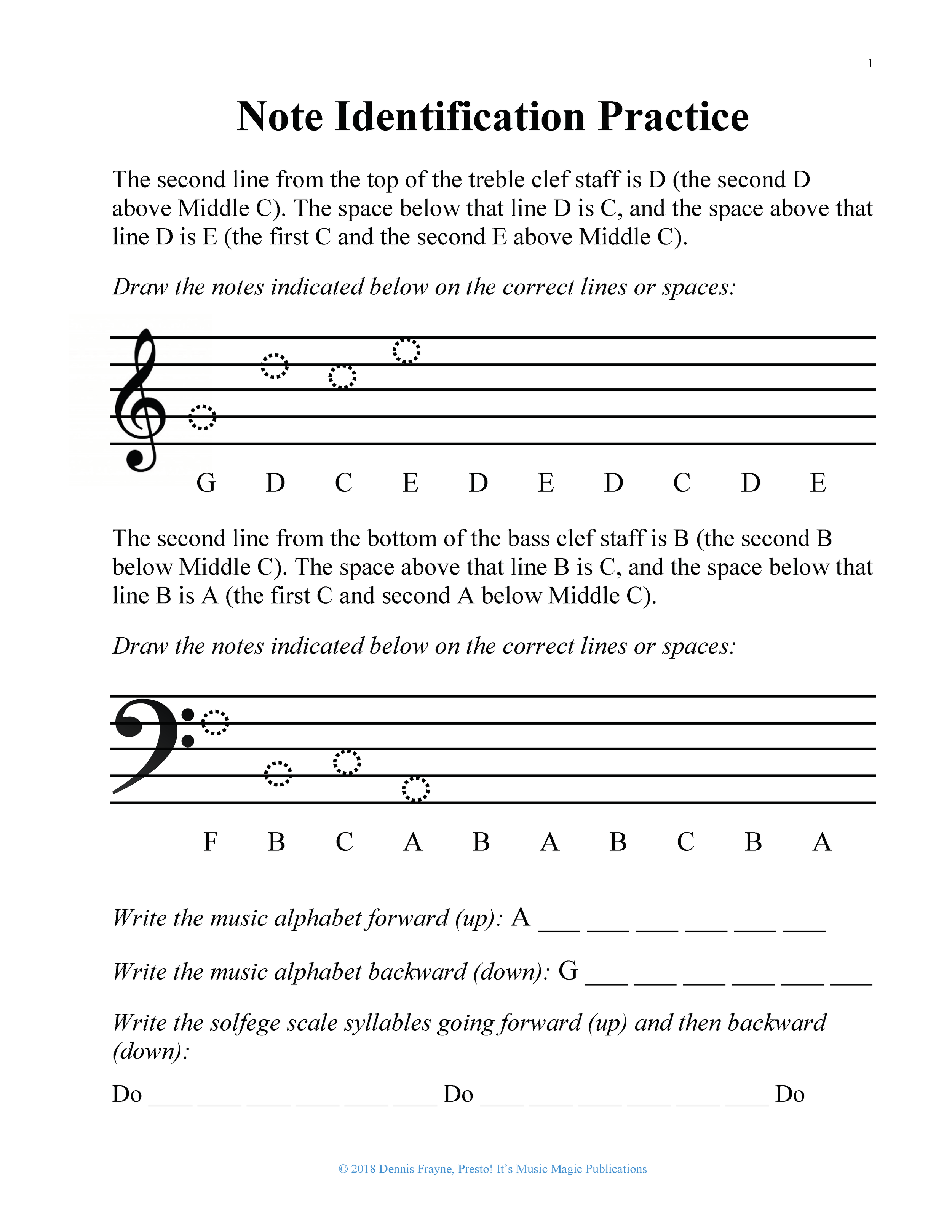 Pre-K math worksheet showing sequences of music notes for pattern recognition