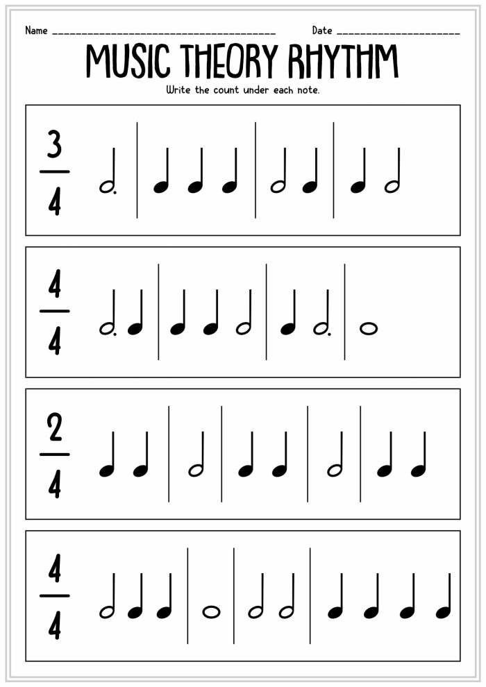 Pre-K math worksheet showing patterns with music notes for kids to complete
