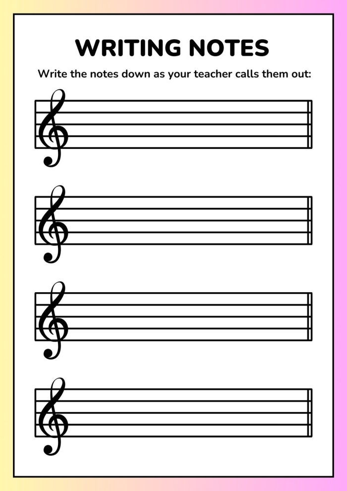 Pre-K math worksheet featuring music note patterns for young learners