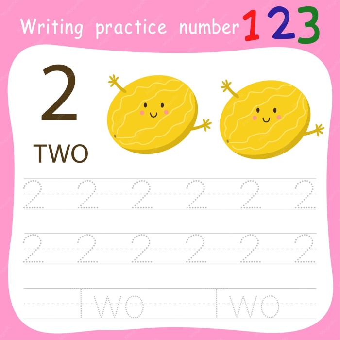 Early math worksheet for kids to count and write the number 2, image 23 Practice writing the number two with this fun Pre-K counting worksheet in life science