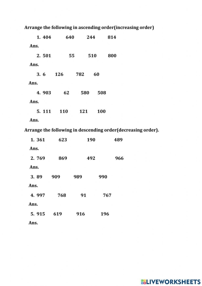 Order Em Up Activity worksheet number 21 for number sequencing practice Pre-K worksheet focusing on ordering numbers up to 10 for early learners