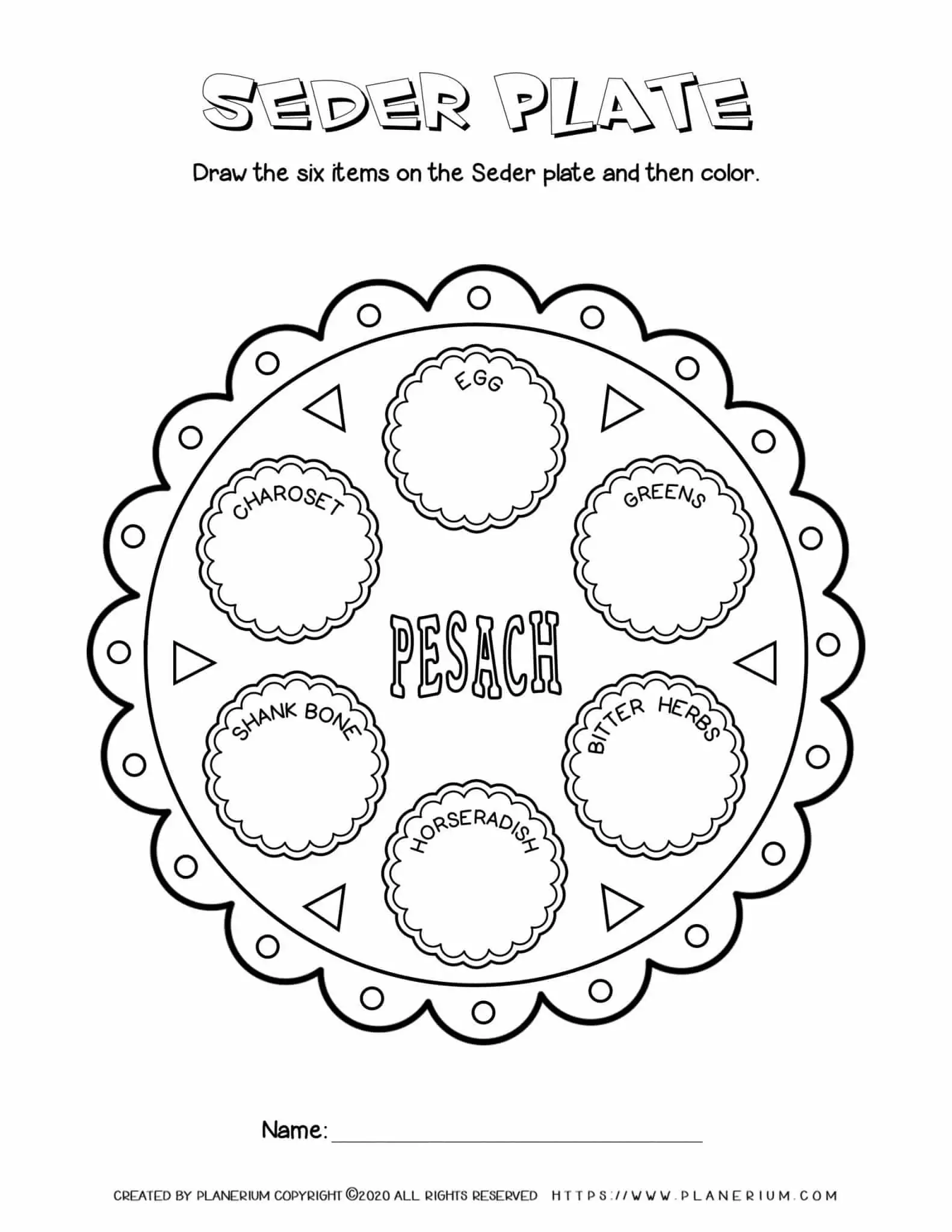 Pre-K child exploring a Passover Seder worksheet with phonics activities and play food