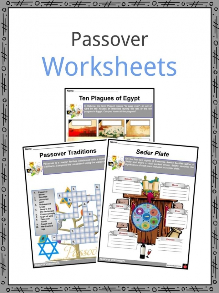 Pre-K child using a Passover Seder worksheet with play food to learn about traditions