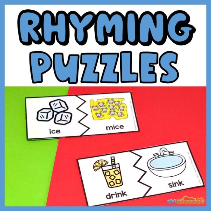 Early literacy practice with Rhyming Word Pairs for young learners in German Pre-K children matching rhyming words on a German phonics worksheet