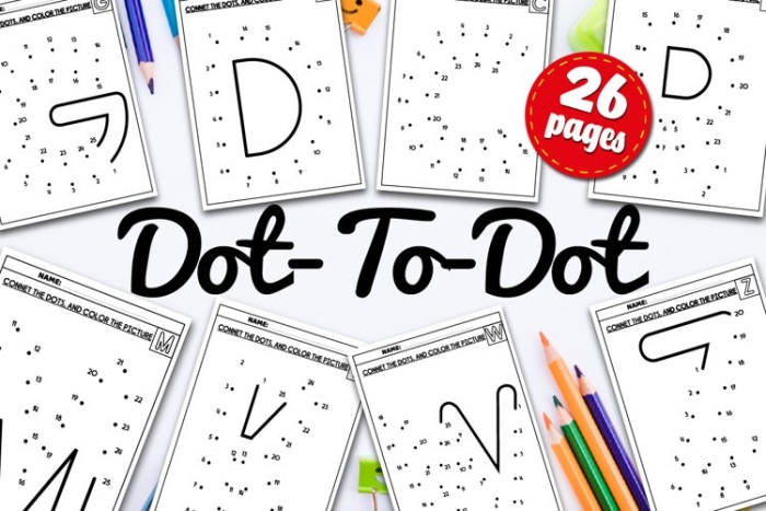 Pre-K phonics activity featuring a connect the dots whale coloring page for early learners Connect the Dots with Letters worksheet showing a whale outline for Pre-K phonics practice