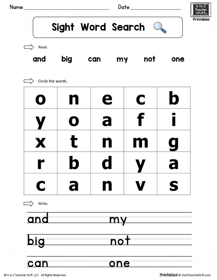 Sight Word Find worksheet activity for early readers in Pre-K grade Pre-K student working on a Sight Word Find worksheet to practice reading skills