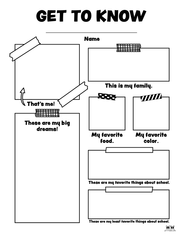 Worksheet 25 for early learners practicing writing and thinking skills in the All About Me, and You! activity Pre-K students completing the All About Me, and You! worksheet to compare and write about themselves