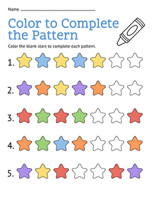 Creative Color Patterns worksheet for early learners in physical science activities Pre-K students making color sequences with shapes in a physical science worksheet
