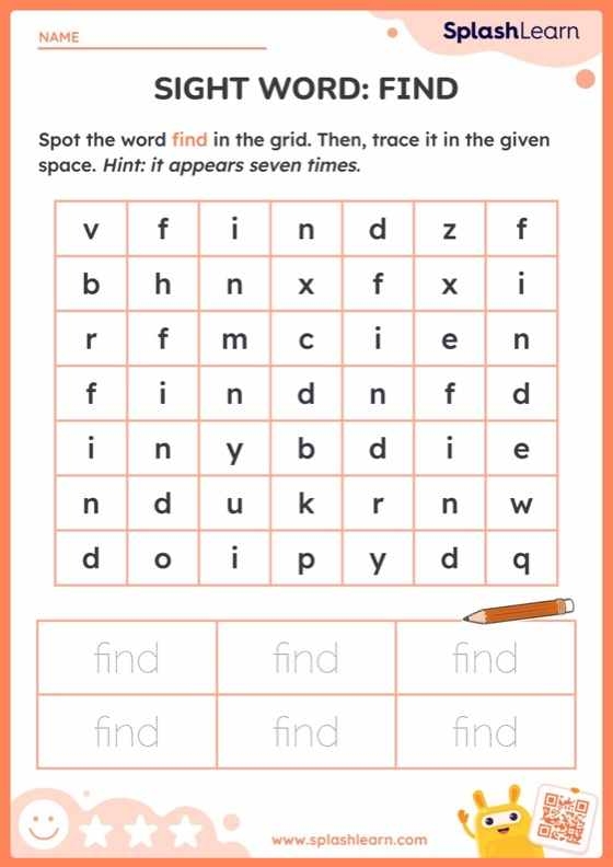 Sight Word Find worksheet activity encouraging quick recognition of common words for beginners Pre-K students searching for sight words on a colorful worksheet to build reading skills