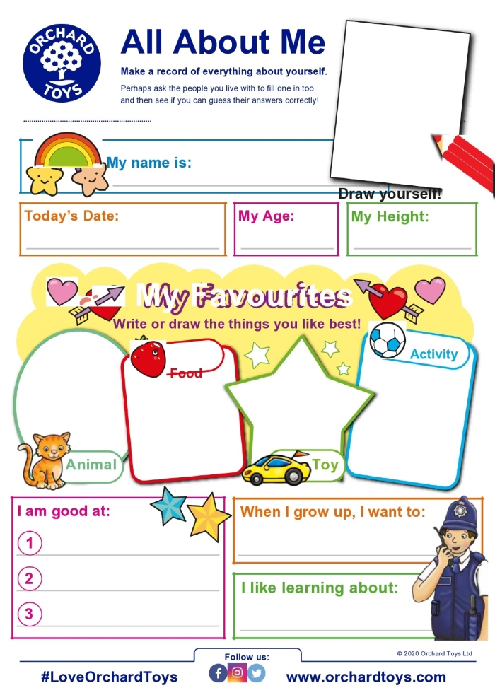Worksheet 7 for practicing writing and comparative thinking in the All About Me, and You! series Pre-K students completing the All About Me, and You! worksheet comparing themselves with friends