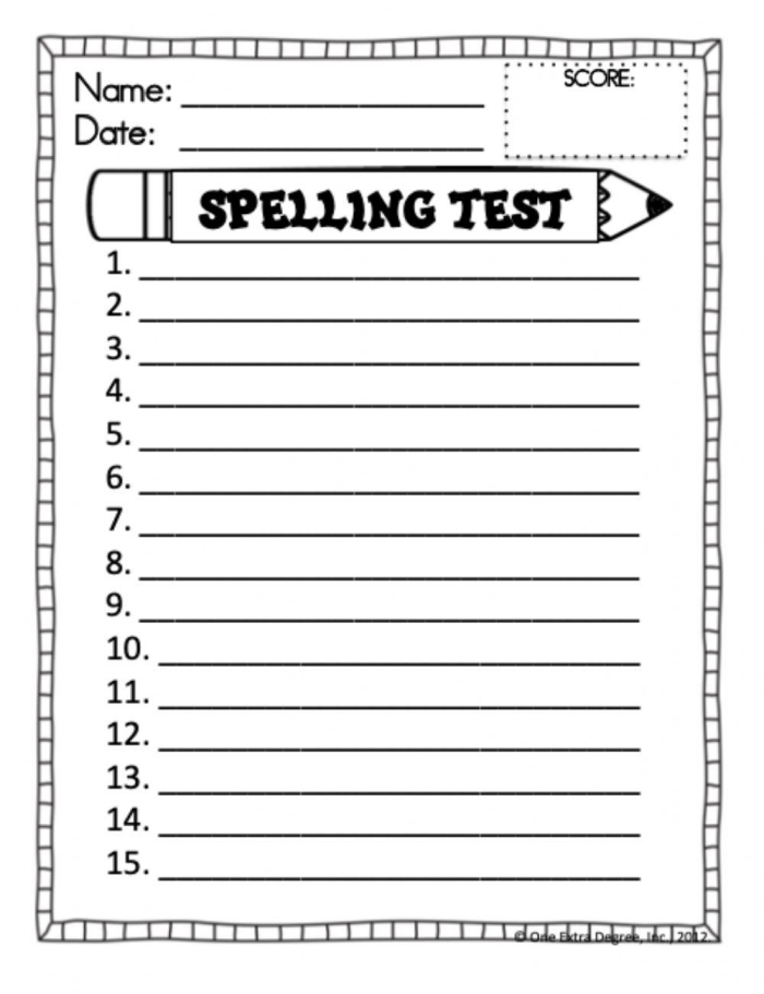 Pre-K student completing a Starting Spelling Assessment worksheet to practice early spelling skills