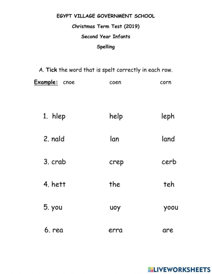 Pre-K student completing a starting spelling assessment worksheet to practice early reading skills