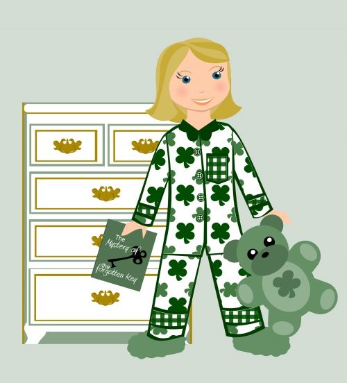 St. Patrick's Day paper doll girl with colorful holiday clothes for Pre-K grammar practice