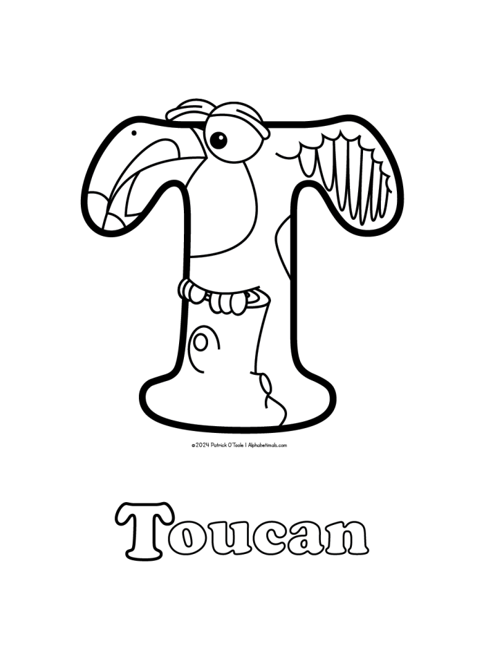 Toucan coloring activity for young learners in the government category, image 24 Pre-K civics worksheet featuring a toucan to color creatively