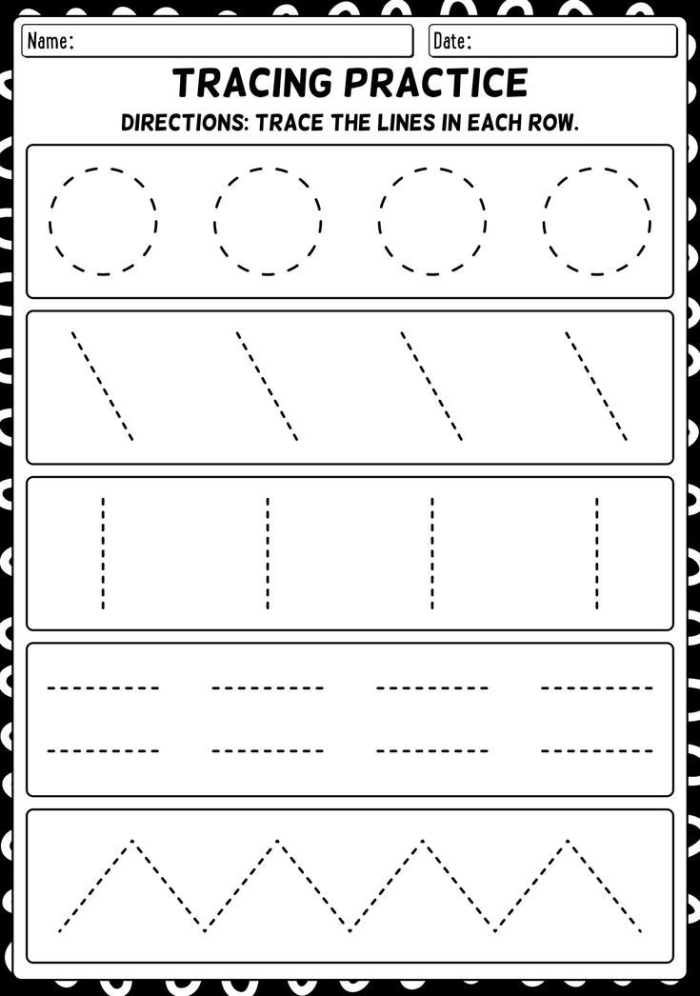 Vertical Lines tracing activity to build fine motor skills for letter formation in young learners Pre-K child practicing vertical lines on a prewriting skills worksheet for alphabet readiness
