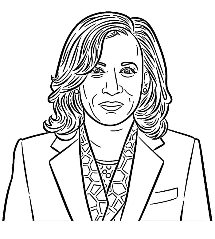 Kamala D. Harris Coloring Page worksheet for Pre-K measurement activities featuring the Vice President