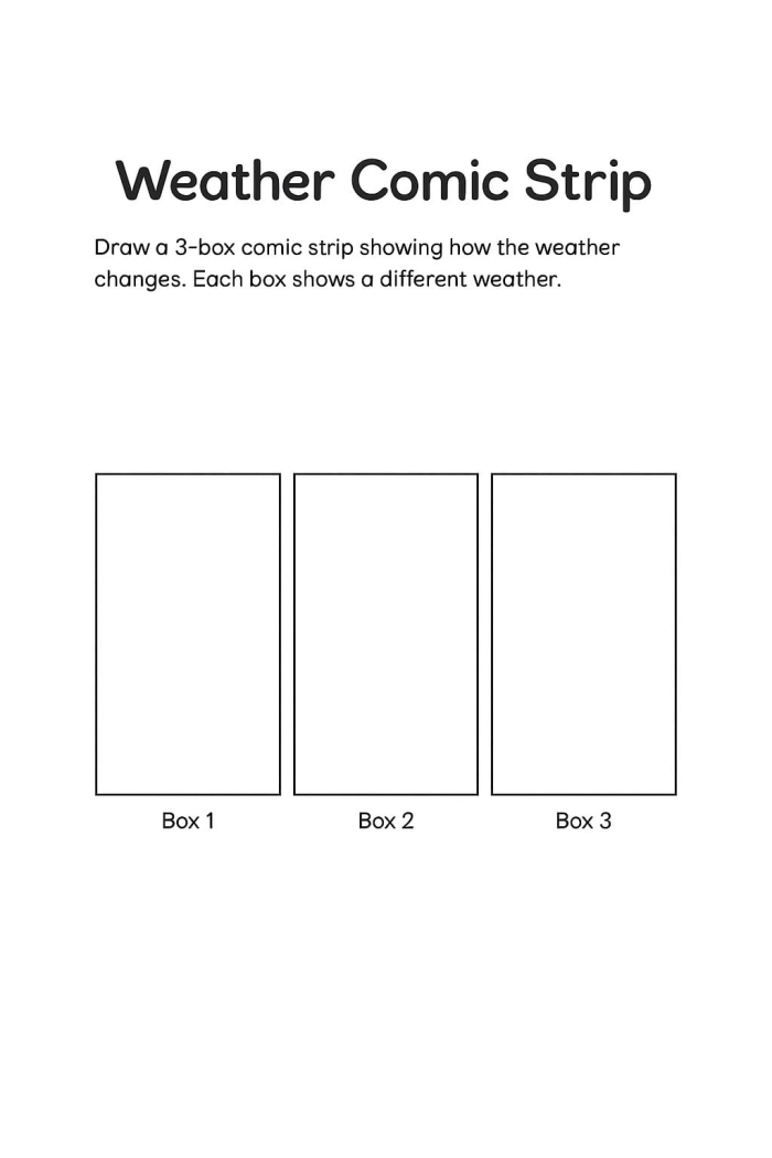 Worksheet for young learners to discover basic weather terms in Chinese language Pre-K children practicing Chinese weather vocabulary on a colorful worksheet