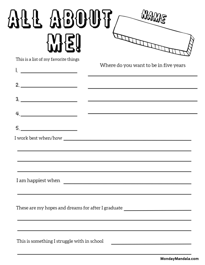 Getting to know you with the All About Me, and You! worksheet activity number 19 Young child completing the All About Me, and You! worksheet for Pre-K writing practice