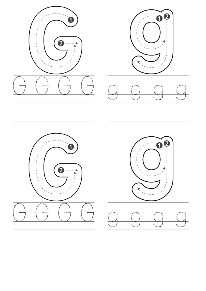 Preschool addition worksheet featuring the letter G with coloring activities for early learners