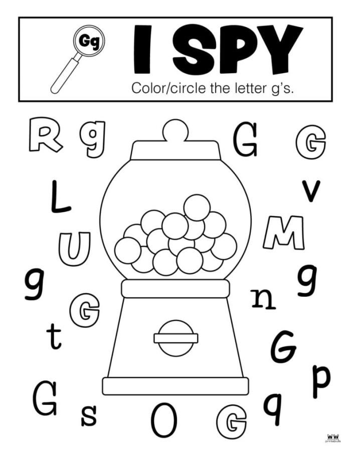 Preschool addition worksheet featuring the letter G with coloring activities