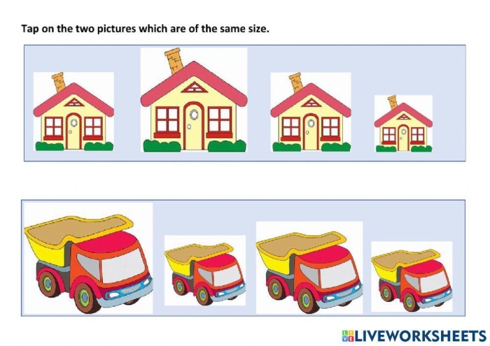 Bug size matching activity for young children on measurement skills with bugs 12 Preschool worksheet showing pairs of bugs to compare sizes and find matching ones