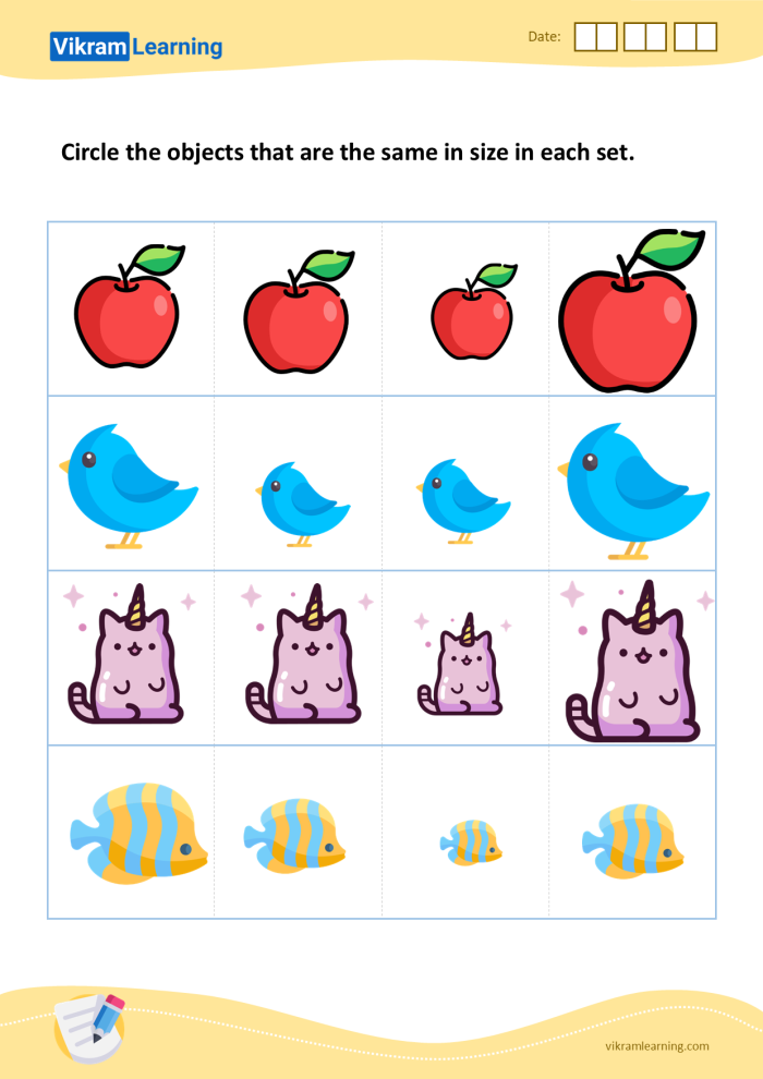 Bug matching activity for preschoolers focusing on identifying bugs of equal size on worksheet 13 Preschool worksheet featuring various bugs for matching same size in a fun measurement activity