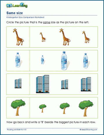 Pre-K reading activity identifying bugs of equal size in worksheet number 14 Preschool worksheet showing various bugs to compare sizes and find matching pairs