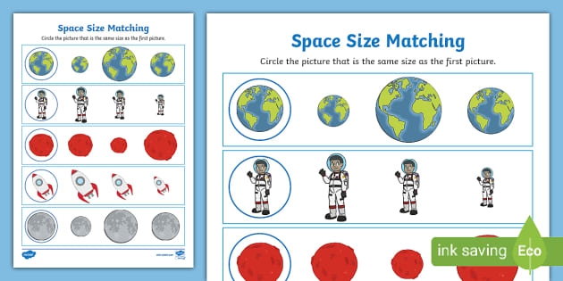 Bug size matching activity for preschoolers worksheet 21 Preschool worksheet showing two bugs to compare sizes and find the same size pair