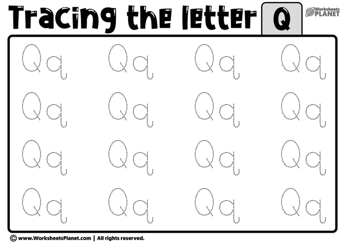 Fun handwriting activities for kids to trace letters Q and S Tracing letters Q and S worksheet for preschool handwriting practice