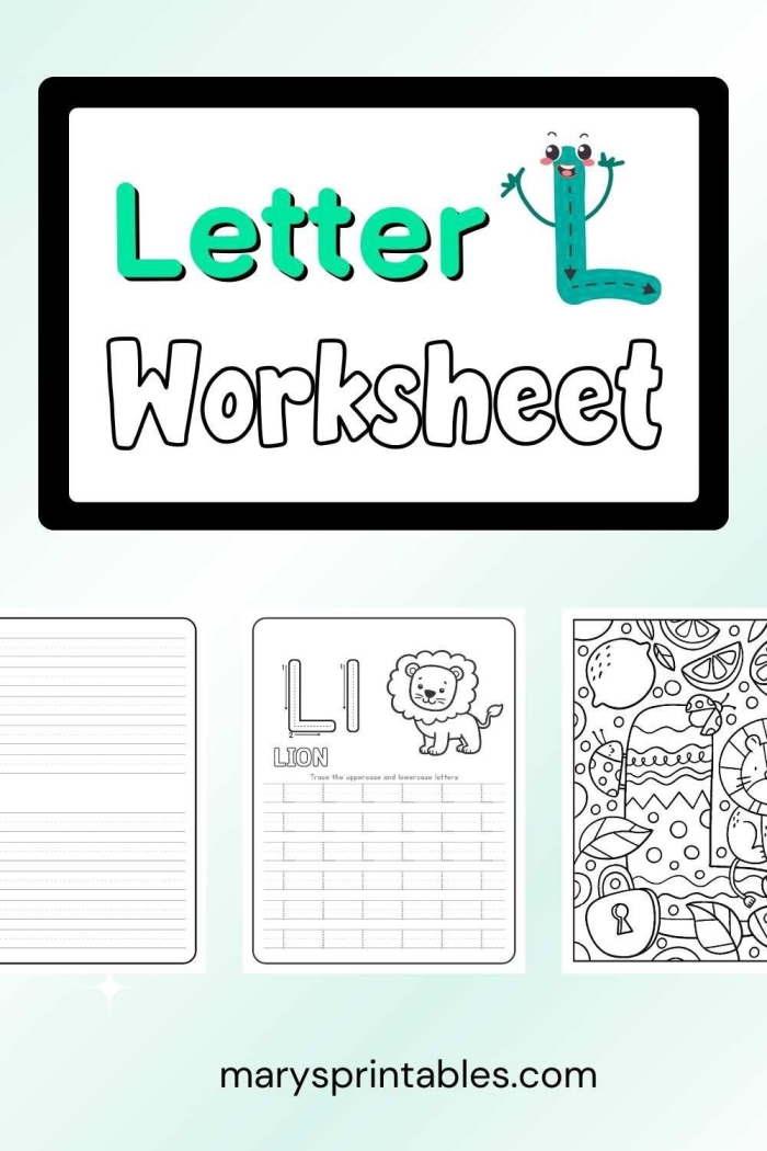Engaging L Is For... worksheet to teach letter L sounds and alphabet fun for Pre-K kids Preschool worksheet showing letter L with colorful pictures for learning and coloring
